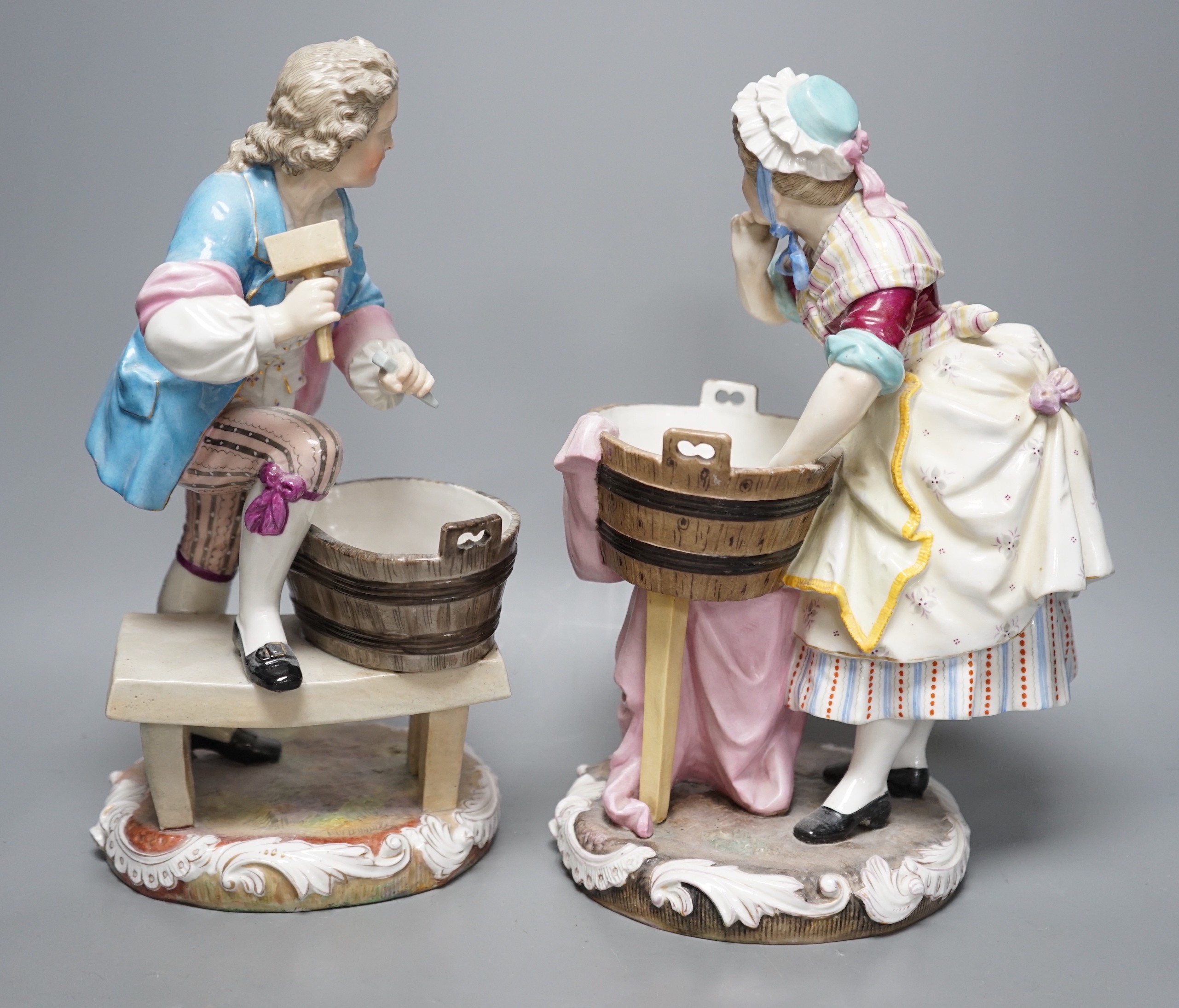 A pair of late 19th century Italian porcelain figures, 31cm